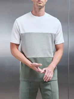 Luxe Panel Colour Block T-Shirt In White -Cheap Shirts Shop LUXE COLOUR BLOCK TSHIRT IN WHITE 1222