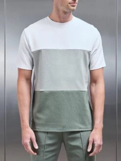 Luxe Panel Colour Block T-Shirt In White