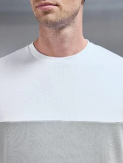 Luxe Panel Colour Block T-Shirt In White -Cheap Shirts Shop LUXE COLOUR BLOCK TSHIRT IN WHITE 1231