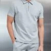 Luxe Half Zip Polo Shirt In Marl Grey -Cheap Shirts Shop LUXE HALF ZIP MARLGREY 0026