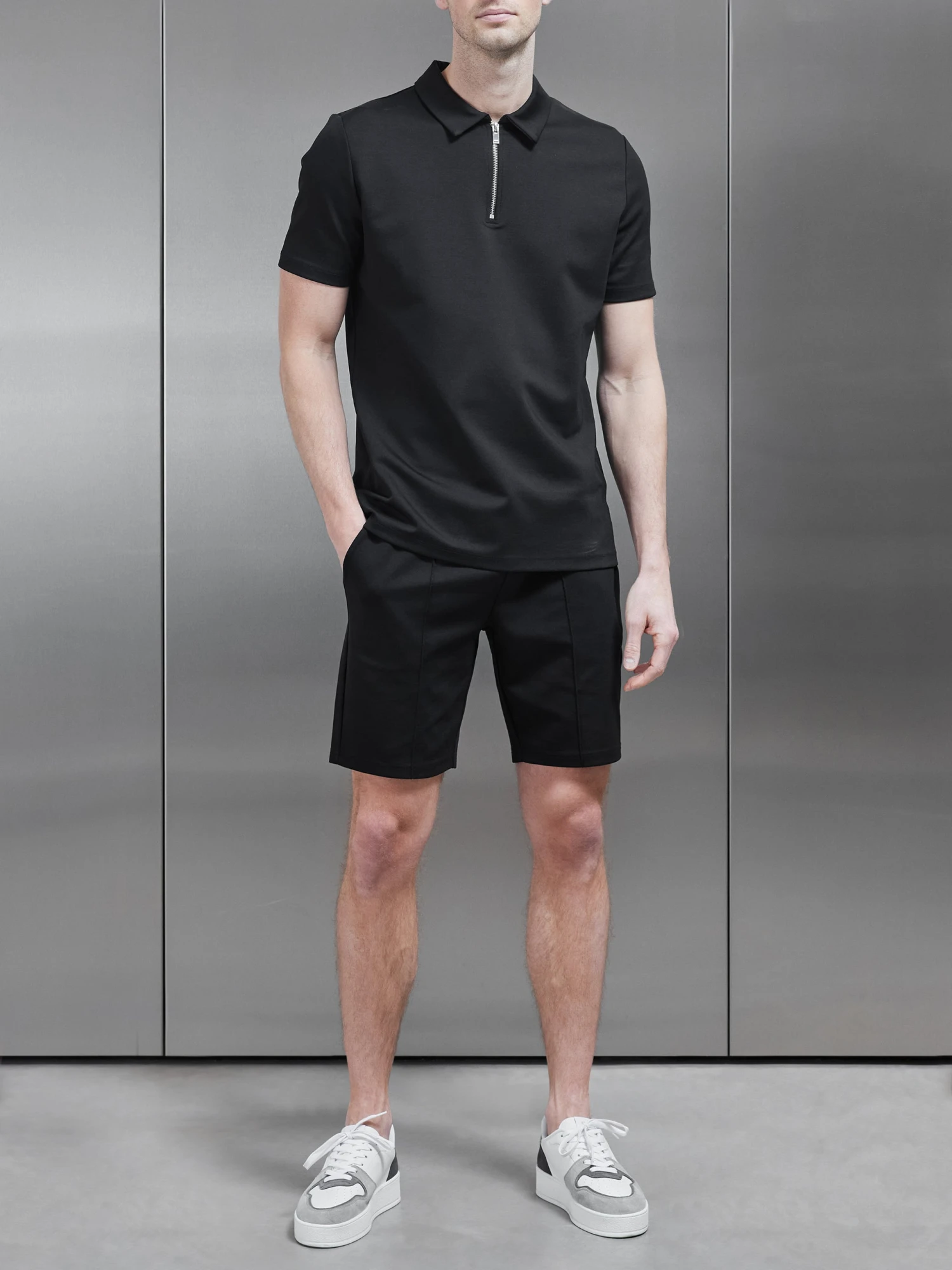 Luxe Half Zip Polo Shirt In Black 4 Luxe Half Zip Polo Shirt In Black - Image 2