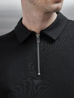 Luxe Half Zip Polo Shirt In Black 8 Luxe Half Zip Polo Shirt In Black -Cheap Shirts Shop LUXE HALF ZIP POLO SHIRT IN BLACK 19393 3