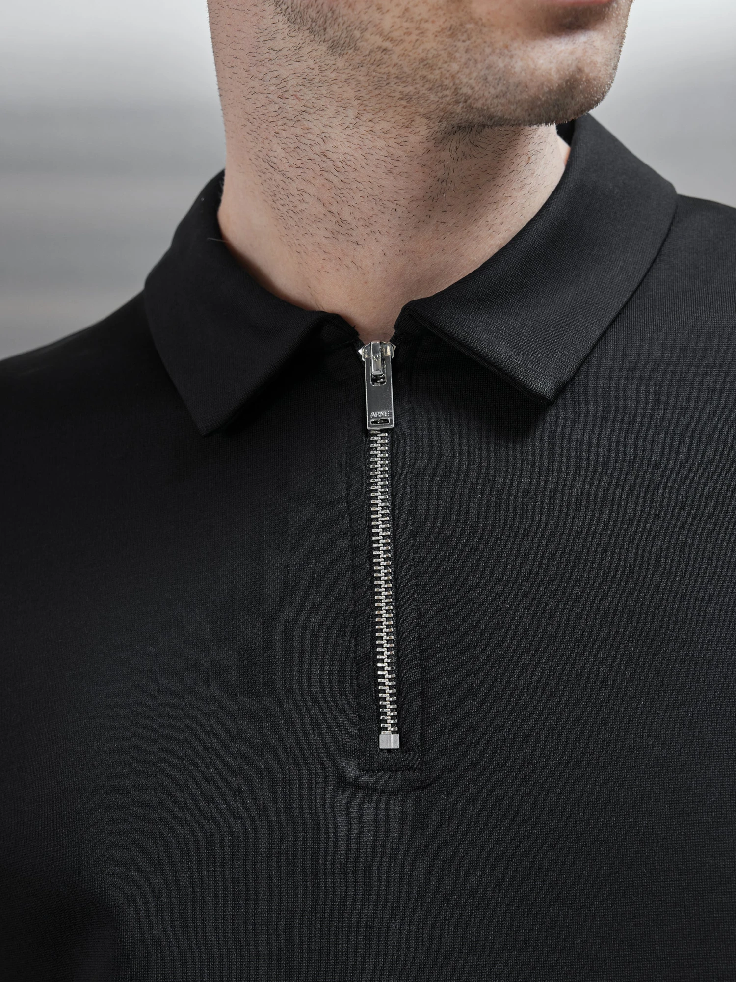 Luxe Half Zip Polo Shirt In Black 5 Luxe Half Zip Polo Shirt In Black - Image 3