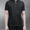Luxe Half Zip Polo Shirt In Black 2 Luxe Half Zip Polo Shirt In Black -Cheap Shirts Shop LUXE HALF ZIP POLO SHIRT IN BLACK 19394