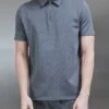 Luxe Half Zip Polo Shirt In Grey -Cheap Shirts Shop LUXE HALF ZIP POLO SHIRT IN GREY 19474 1
