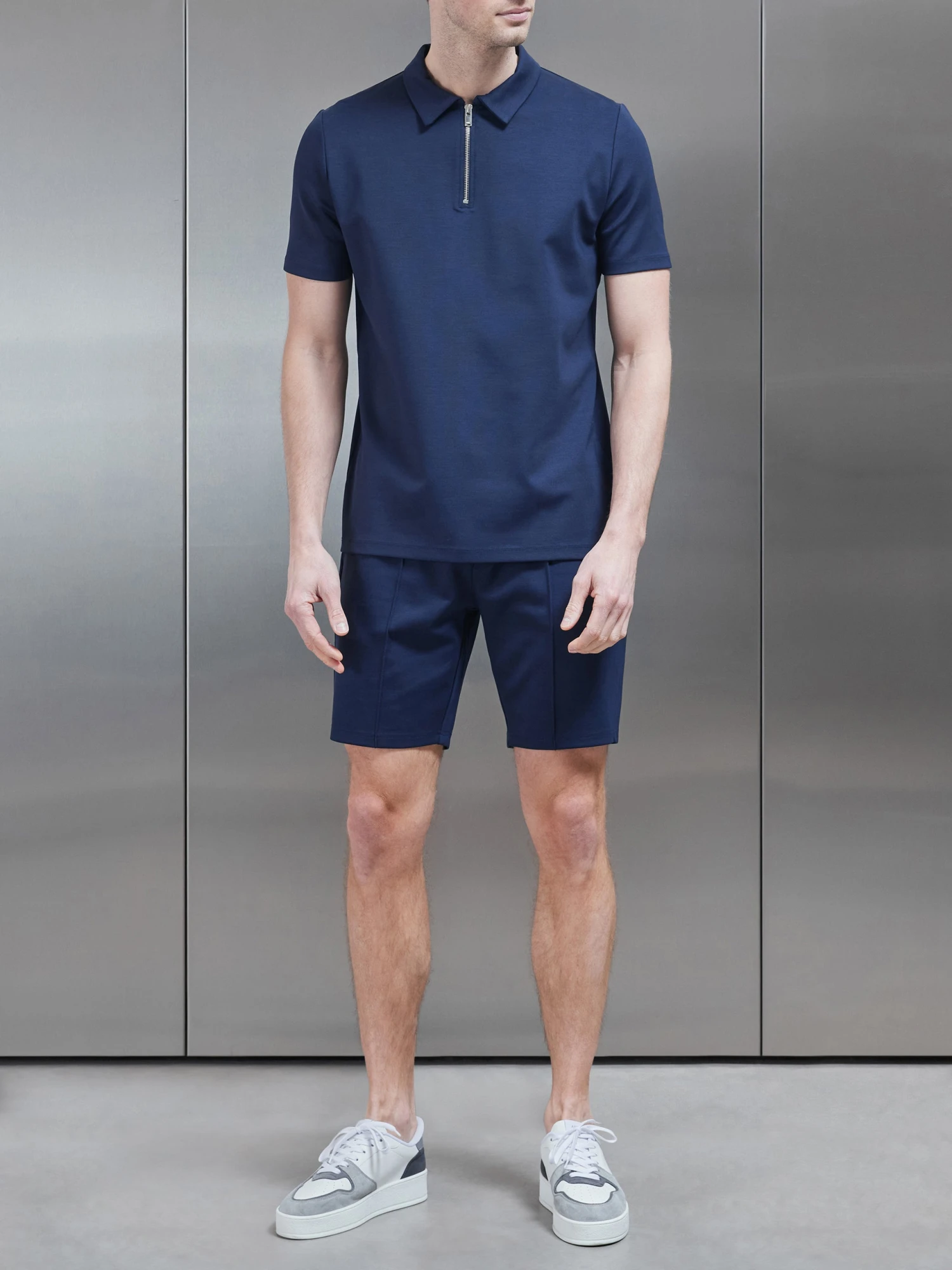 Luxe Half Zip Polo Shirt In Navy 4 Luxe Half Zip Polo Shirt In Navy - Image 2