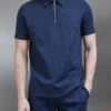 Luxe Half Zip Polo Shirt In Navy 2 Luxe Half Zip Polo Shirt In Navy -Cheap Shirts Shop LUXE HALF ZIP POLO SHIRT IN NAVY 19563