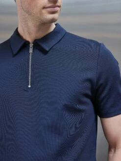 Luxe Half Zip Polo Shirt In Navy 8 Luxe Half Zip Polo Shirt In Navy -Cheap Shirts Shop LUXE HALF ZIP POLO SHIRT IN NAVY 19572 2