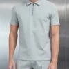 Luxe Half Zip Polo Shirt In Stone -Cheap Shirts Shop LUXE HALF ZIP STONE 0064