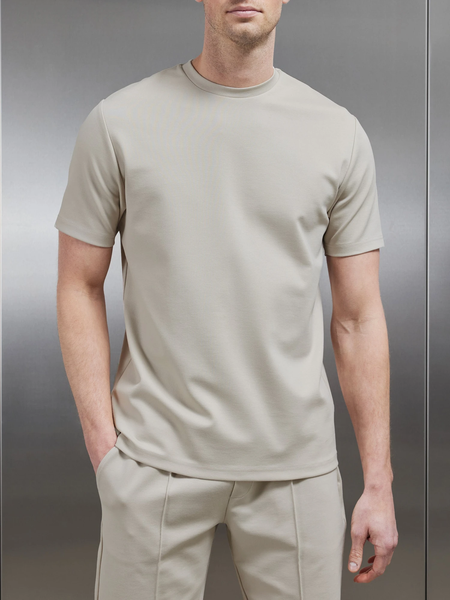 Luxe Essential T-shirt In Beige 6 Luxe Essential T-shirt In Beige - Image 4