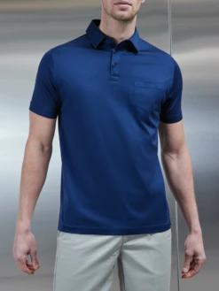 Mercerised Cotton Polo Shirt In Navy