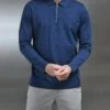 Mercerised Pique Long Sleeve Zip Polo Shirt In Navy -Cheap Shirts Shop MERCERISEDPIQUEZIPPOLO 5337