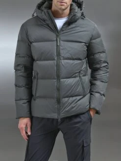 Short Down Jacket In Olive