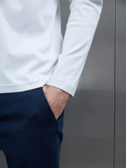 Supima Cotton Long Sleeve Button Polo Shirt In Mid Grey -Cheap Shirts Shop MERCERISEDSUPIMALONGSLEEVEBUTTONPOLOSHIRT MID GREY 0894