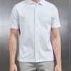 Mercerised Interlock Short Sleeve Button Through Shirt In White 2 Mercerised Interlock Short Sleeve Button Through Shirt In White -Cheap Shirts Shop MERCERISED INTERLOCK BUTTON THROUGH SHIRT IN WHITE 4727