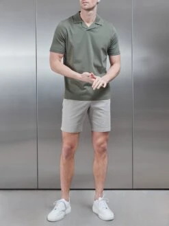 Mercerised Interlock Revere Collar Polo Shirt In Sage -Cheap Shirts Shop MERCERISED INTERLOCK REVERE COLLAR POLO SHIRT IN SAGE 9123