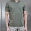 Mercerised Interlock Revere Collar Polo Shirt In Sage -Cheap Shirts Shop MERCERISED INTERLOCK REVERE COLLAR POLO SHIRT IN SAGE 9151