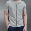Mercerised Interlock Revere Collar Shirt In Stone -Cheap Shirts Shop MERCERISED INTERLOCK REVERE COLLAR SHIRT IN STONE 18760