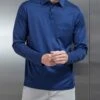 Mercerised Cotton Long Sleeve Polo Shirt In Navy -Cheap Shirts Shop MERCERISED LONG SLEEVE POLO NAVY 0243