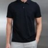 Mercerised Pique Button Polo Shirt In Black -Cheap Shirts Shop MERCERISED PIQUE COTTON BLACK 0012