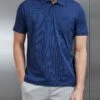 Mercerised Pique Button Polo Shirt In Navy -Cheap Shirts Shop MERCERISED PIQUE COTTON NAVY 0048