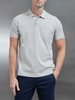 Mercerised Pique Button Polo Shirt In Stone -Cheap Shirts Shop MERCERISED PIQUE COTTON STONE 0127