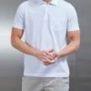 Mercerised Pique Button Polo Shirt In White -Cheap Shirts Shop MERCERISED PIQUE COTTON WHITE 0096