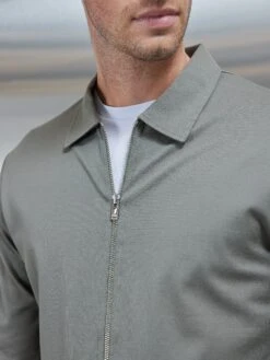 Mercerised Pique Zip Through Jacket In Sage 7 Mercerised Pique Zip Through Jacket In Sage -Cheap Shirts Shop MERCERISED PIQUE JACKET SAGE 0395