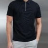 Mercerised Pique Zip Polo Shirt In Black -Cheap Shirts Shop MERCERISED PIQUE ZIP BLACK 0023