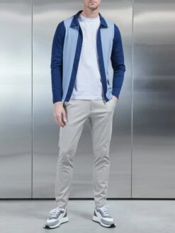 Supima Cotton Colour Block Zip Jacket In Navy 8 Supima Cotton Colour Block Zip Jacket In Navy -Cheap Shirts Shop MERCERISED PIQUE ZIP JACKET COLOURBLOCK NAVY 50015