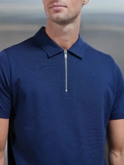 Mercerised Pique Zip Polo Shirt In Navy 9 Mercerised Pique Zip Polo Shirt In Navy -Cheap Shirts Shop MERCERISED PIQUE ZIP NAVY 0194
