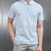 Mercerised Pique Zip Polo Shirt In Light Blue -Cheap Shirts Shop MERCERISED PIQUE ZIP POLO SHIRT IN LIGHT BLUE 21