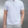 Mercerised Pique Zip Polo Shirt In White