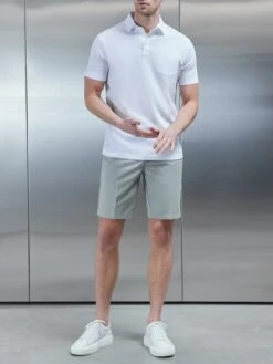 Mercerised Cotton Polo Shirt In White -Cheap Shirts Shop MERCERISED POLO SHIRT WHITE 4389 LOWRES