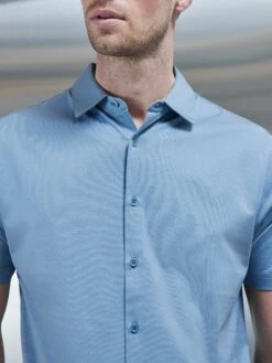 Mercerised Cotton Short Sleeve Shirt In Light Blue -Cheap Shirts Shop MERCERISED SHIRT SLEEVE SHIRT SOFTBLUE 5051 LOWRES