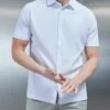 Mercerised Cotton Short Sleeve Shirt In White -Cheap Shirts Shop MERCERISED SHIRT SLEEVE SHIRT WHITE5 5062 LOWRES