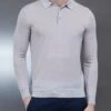 Merino Wool Long Sleeve Button Polo Shirt In Stone -Cheap Shirts Shop MERINOWOOLLONGSLEEVEBUTTONPOLOSHIRTINSTONE6176