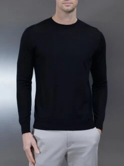 Merino Wool Sweatshirt In Black
