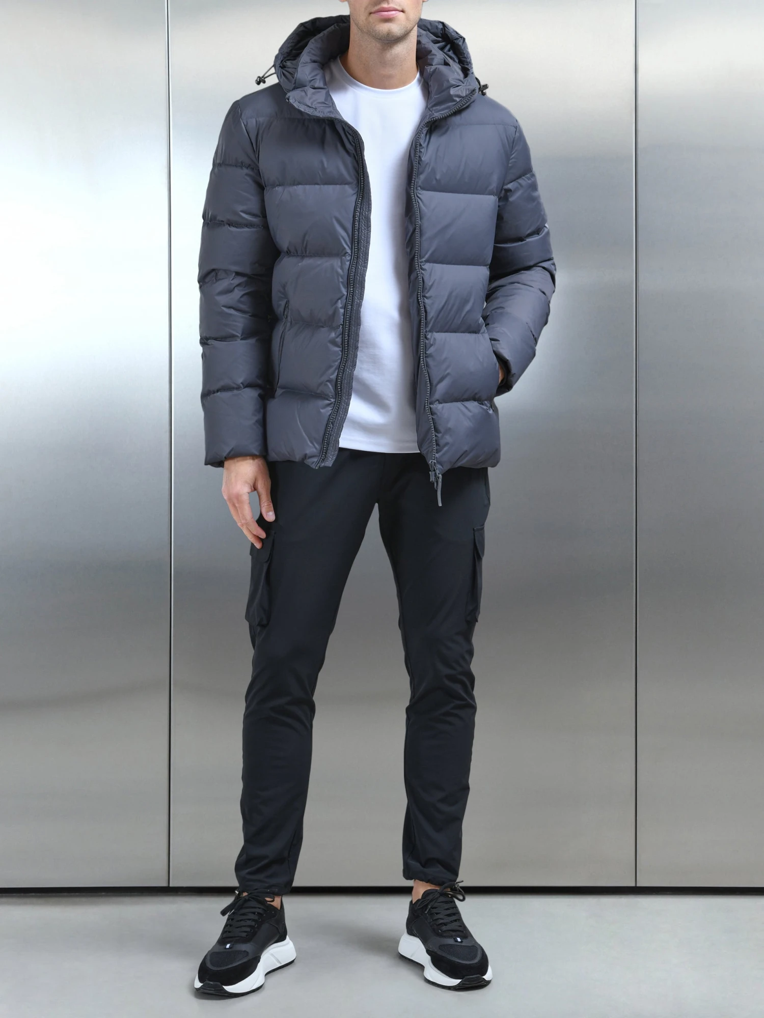 Short Down Jacket In Grey 4 Short Down Jacket In Grey - Image 2