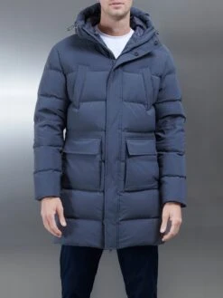 Mid Length Parka In Grey