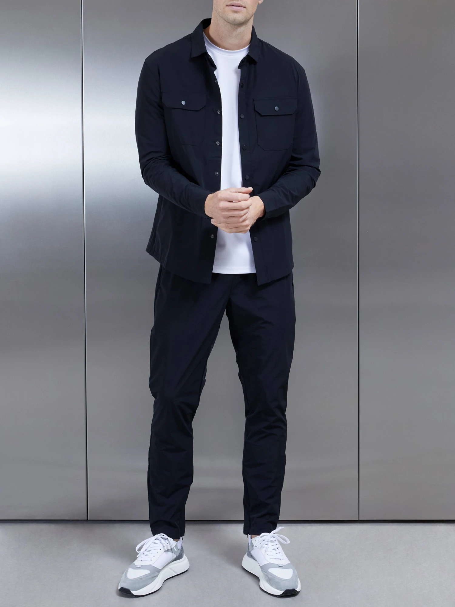 Nylon Popper Overshirt In Black 4 Nylon Popper Overshirt In Black - Image 2