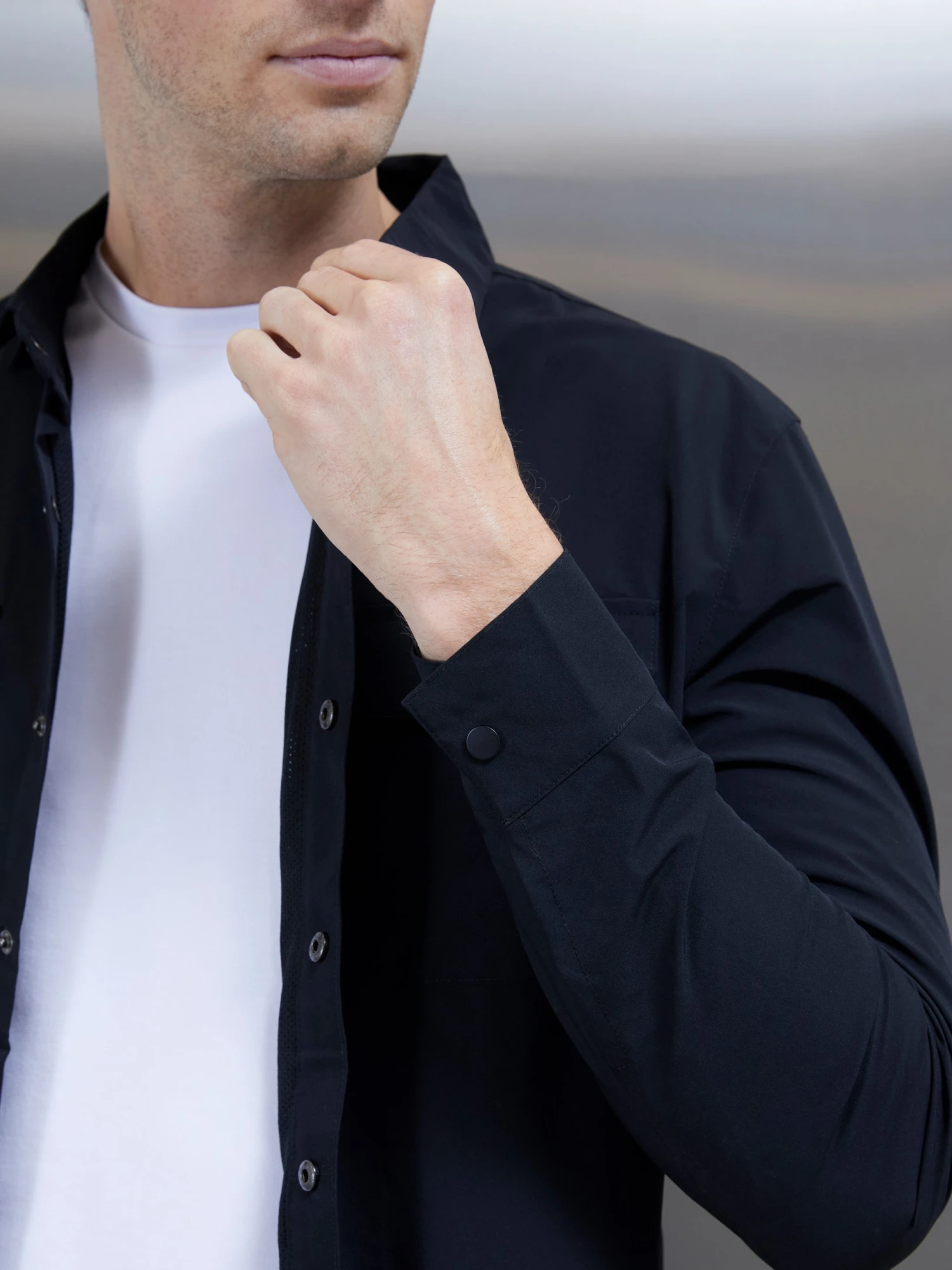 Nylon Popper Overshirt In Black 6 Nylon Popper Overshirt In Black - Image 4