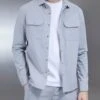 Nylon Popper Overshirt In Mid Grey 1 Nylon Popper Overshirt In Mid Grey -Cheap Shirts Shop NYLONPOPPERSET MIDGREY2264