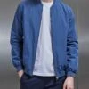 Nylon Padded Bomber Jacket In Air Force Blue -Cheap Shirts Shop NYLON PADDED BOMBER JACKET IN AIRFORCE BLUE 5924