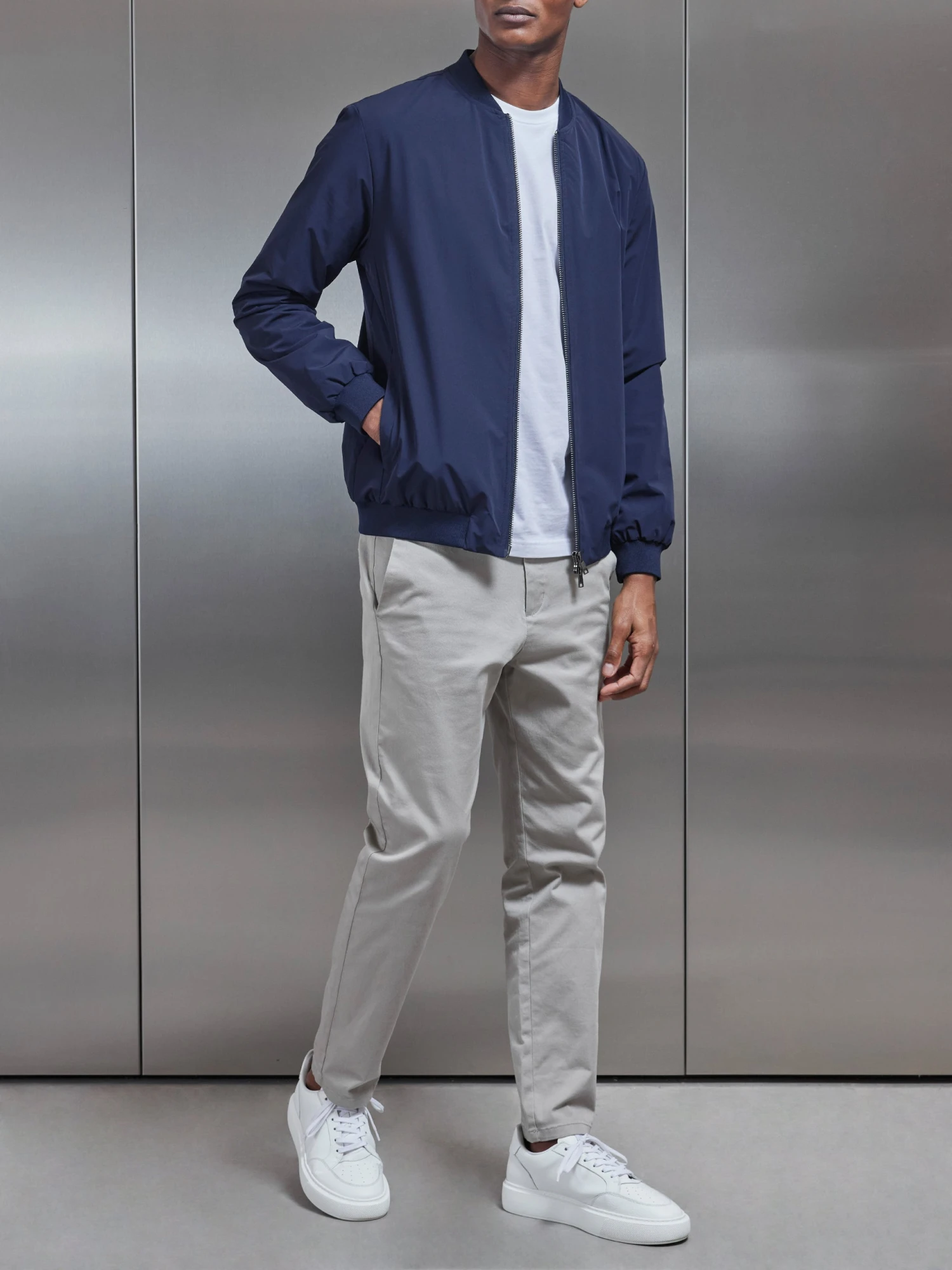 Nylon Padded Bomber Jacket In Navy 4 Nylon Padded Bomber Jacket In Navy - Image 2