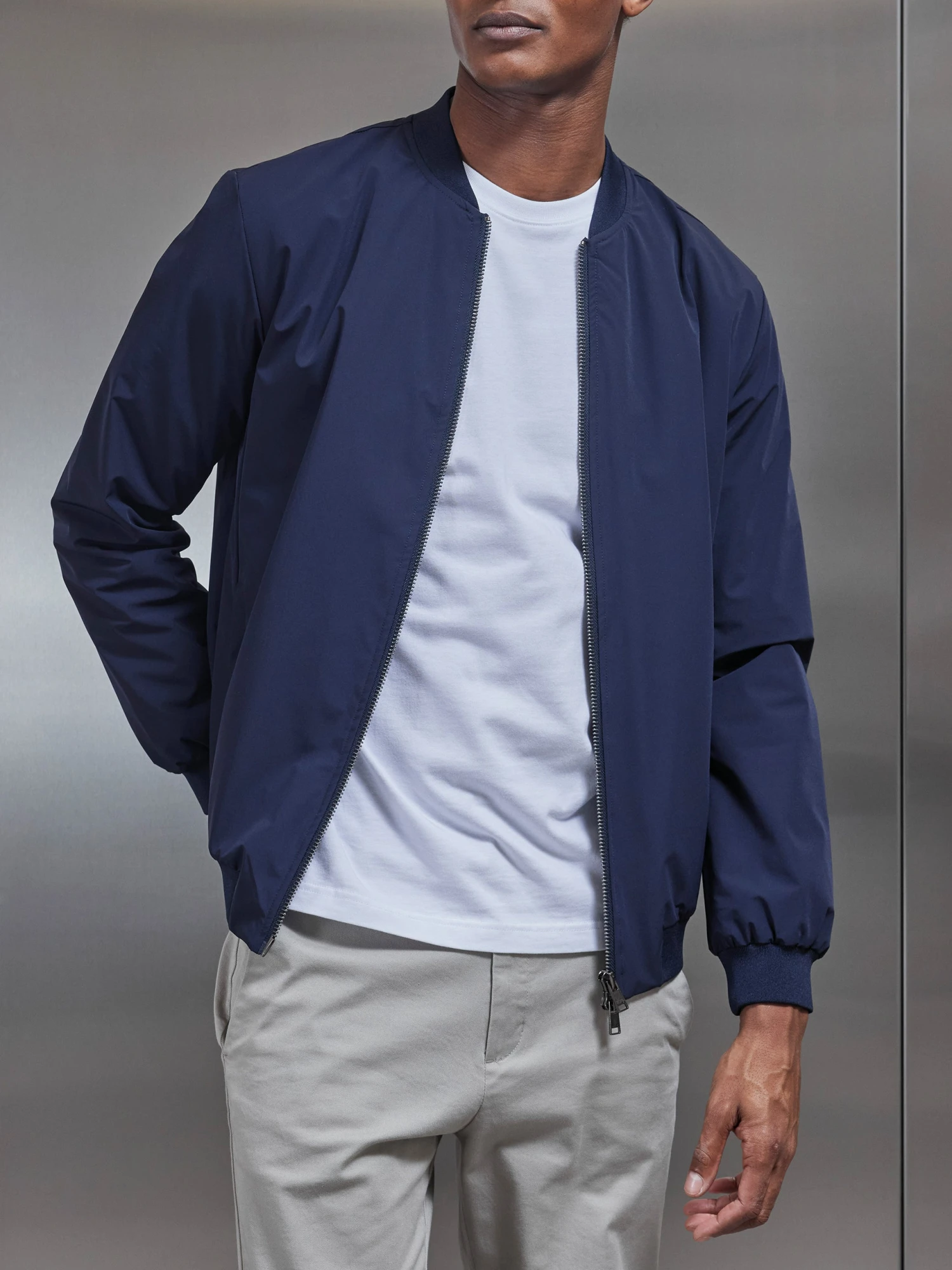 Nylon Padded Bomber Jacket In Navy 3 Nylon Padded Bomber Jacket In Navy