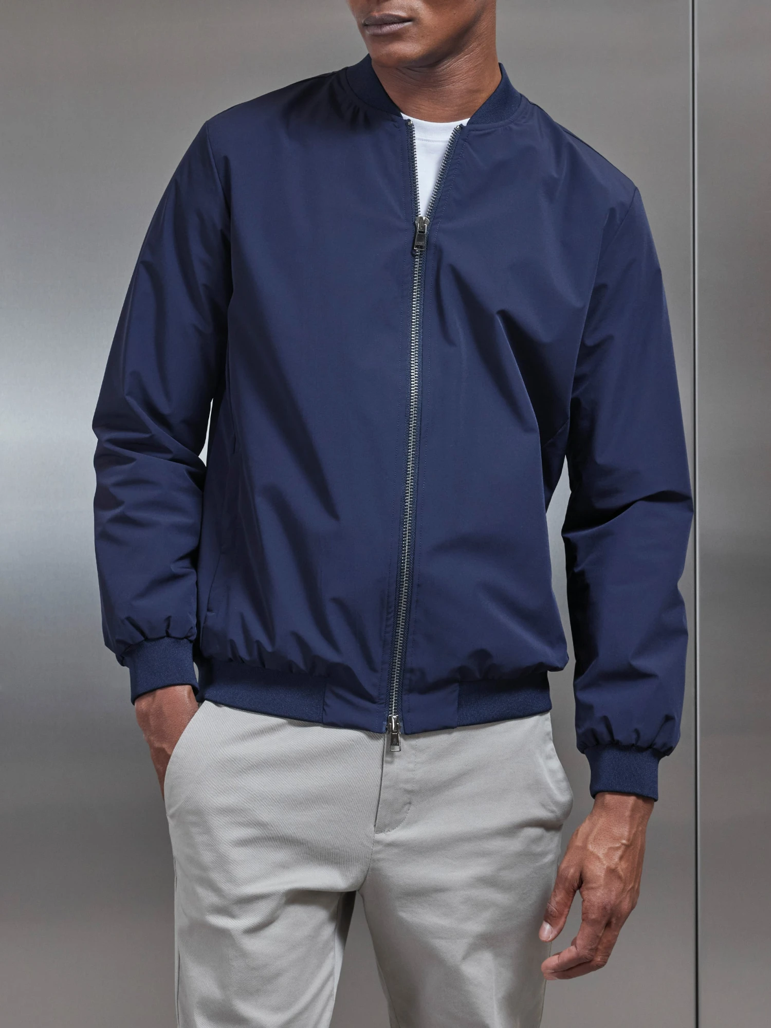 Nylon Padded Bomber Jacket In Navy 6 Nylon Padded Bomber Jacket In Navy - Image 4