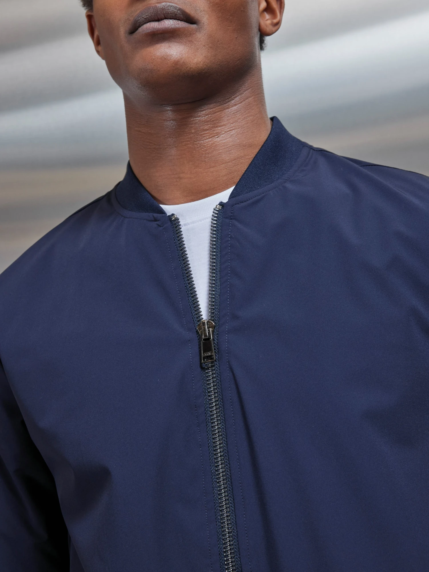 Nylon Padded Bomber Jacket In Navy 5 Nylon Padded Bomber Jacket In Navy - Image 3