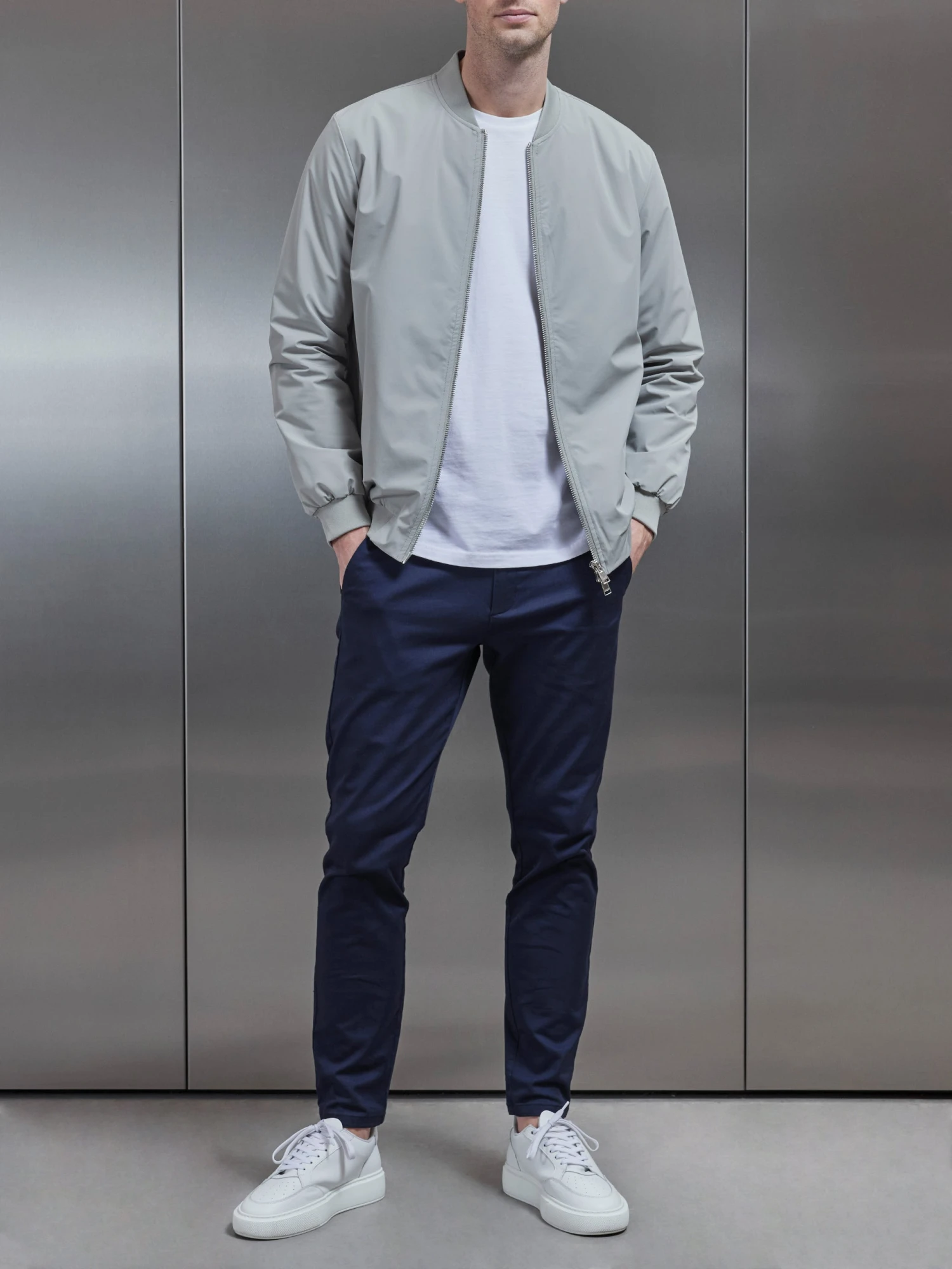 Nylon Padded Bomber Jacket In Stone 4 Nylon Padded Bomber Jacket In Stone - Image 2