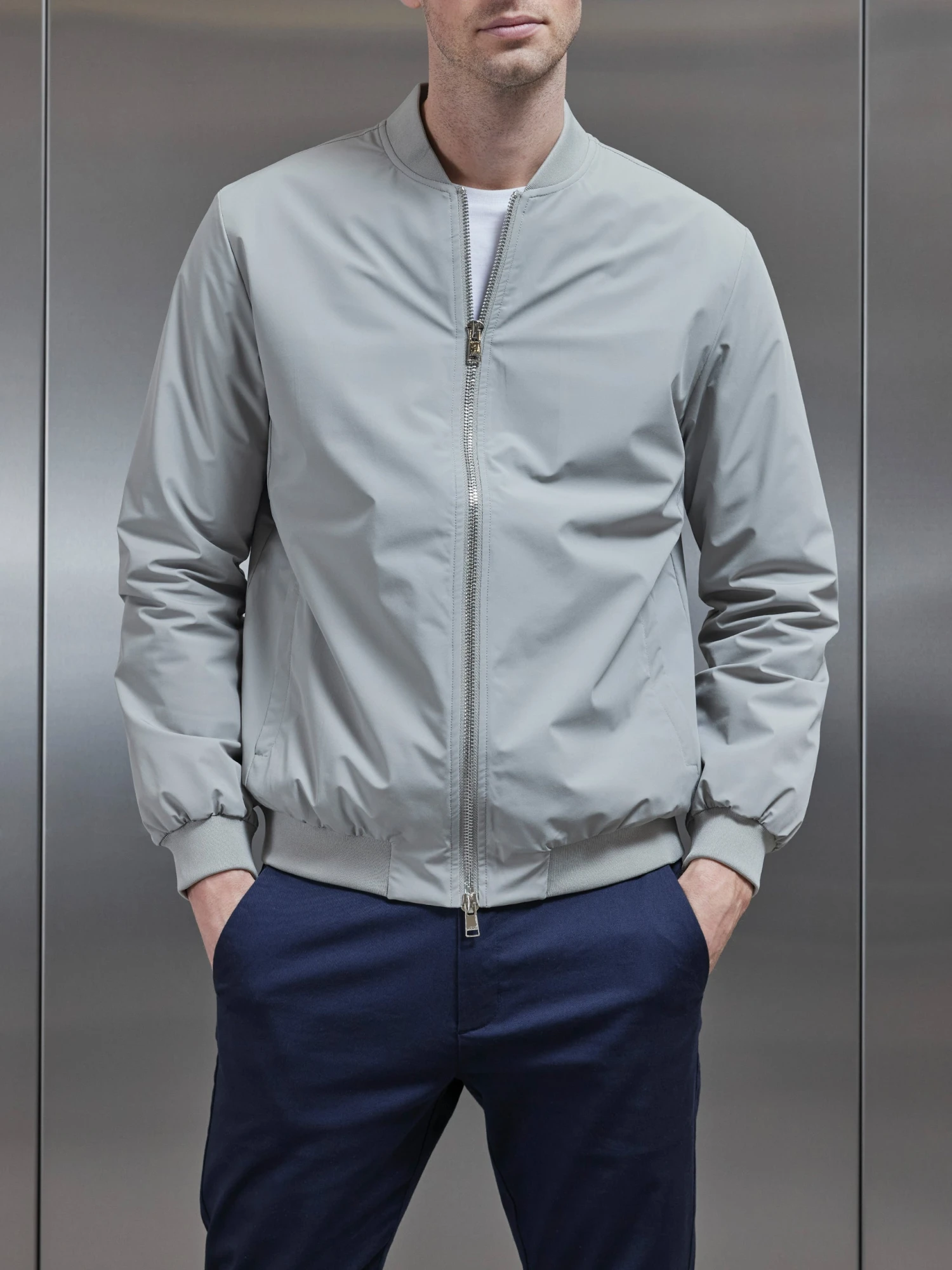 Nylon Padded Bomber Jacket In Stone 5 Nylon Padded Bomber Jacket In Stone - Image 3